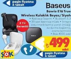 Baseus Bowie E16 True Wireless Kulaklık Beyaz/Siyah Baseus Bowie E16 True Wireless Kulaklık Beyaz/Siyah