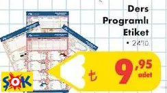 Ders Programlı Etiket 24'lü Ders Programlı Etiket 24'lü