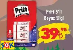 Pritt 5'li Beyaz Silgi Pritt 5'li Beyaz Silgi