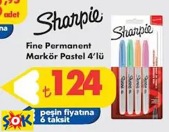 Sharpie Fine Permanent Markör Pastel 4'lü Sharpie Fine Permanent Markör Pastel 4'lü