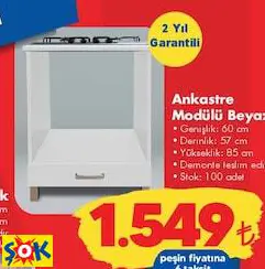 Ankastre Modülü Beyaz 60x57x85 cm Ankastre Modülü Beyaz 60x57x85 cm