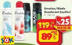 Emotion/Blade Deodorant Çeşitleri 150 ml Emotion/Blade Deodorant Çeşitleri 150 ml