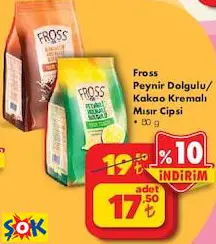 Fross Peynir Dolgulu/Kakao Kremalı Mısır Cipsi 80 g Fross Peynir Dolgulu/Kakao Kremalı Mısır Cipsi 80 g