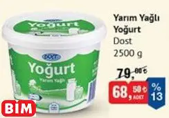 Dost Yarım Yağlı Yoğurt 2500 g Dost Yarım Yağlı Yoğurt 2500 g