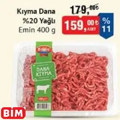 Emin Dana Kıyma %20 Yağlı 400 g Emin Dana Kıyma %20 Yağlı 400 g