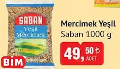 Saban Mercimek Yeşil 1000 g Saban Mercimek Yeşil 1000 g