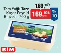 Binvezir Tam Yağlı Taze Kaşar Peyniri 700 g Binvezir Tam Yağlı Taze Kaşar Peyniri 700 g