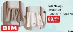 İkili Nakışlı Havlu Set 30x50+50x80 cm İkili Nakışlı Havlu Set 30x50+50x80 cm