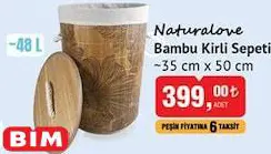 Naturalove Bambu 48 L Kirli Sepeti 35 cm x 50 cm Naturalove Bambu 48 L Kirli Sepeti 35 cm x 50 cm
