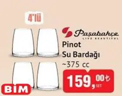 Paşabahçe Pinot 4'lü Su Bardağı 375 cc Paşabahçe Pinot 4'lü Su Bardağı 375 cc