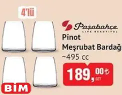 Paşabahçe Pinot 4'lü Meşrubat Bardağı 495 cc Paşabahçe Pinot 4'lü Meşrubat Bardağı 495 cc
