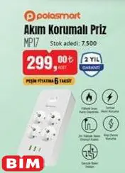 Polosmart Akım Korumalı Priz Polosmart Akım Korumalı Priz