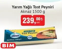 Aknaz Yarım Yağlı Tost Peyniri 1500 g Aknaz Yarım Yağlı Tost Peyniri 1500 g