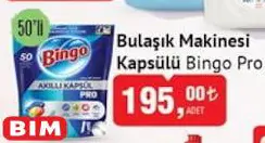 Bingo Pro Bulaşık Makinesi Kapsülü 50'li Bingo Pro Bulaşık Makinesi Kapsülü 50'li
