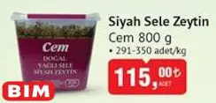Cem Siyah Sele Zeytin 800 g Cem Siyah Sele Zeytin 800 g