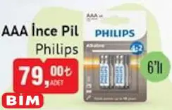 Philips AAA İnce Pil 6'lı Philips AAA İnce Pil 6'lı
