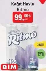 Ritmo 3 Katlı Kağıt Havlu 12'li Ritmo 3 Katlı Kağıt Havlu 12'li