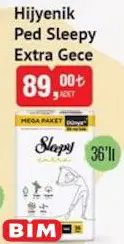 Sleepy Extra Gece Hijyenik Ped 36'lı Sleepy Extra Gece Hijyenik Ped 36'lı