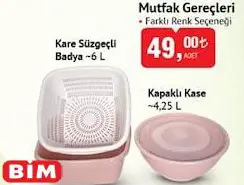 Kare Süzgeçli Badya 6 L/Kapaklı Kase 4,25 L Kare Süzgeçli Badya 6 L/Kapaklı Kase 4,25 L