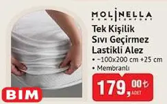 Molinella Tek Kişilik Sıvı Geçirmez Lastikli Alez Molinella Tek Kişilik Sıvı Geçirmez Lastikli Alez