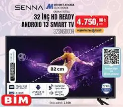 Senna 32SN6000H 32 inç HD Ready Android 13 Smart Tv Akıllı Televizyon Senna 32SN6000H 32 inç HD Ready Android 13 Smart Tv Akıllı Televizyon