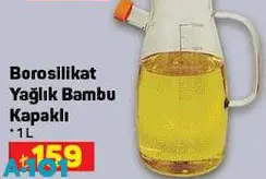 Borosilikat Yağlık Bambu Kapaklı 1 L Borosilikat Yağlık Bambu Kapaklı 1 L