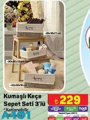 Kumaşlı Keçe Sepet Seti 3'lü Kumaşlı Keçe Sepet Seti 3'lü