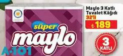 Maylo 3 Katlı Tuvalet Kağıdı 32'li Maylo 3 Katlı Tuvalet Kağıdı 32'li