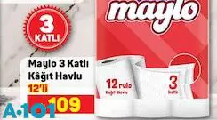 Maylo 3 Katlı Kağıt Havlu 12'li Maylo 3 Katlı Kağıt Havlu 12'li