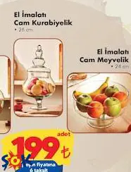 El İmalatı Cam Meyvelik 24 cm El İmalatı Cam Meyvelik 24 cm