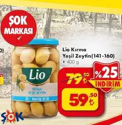 Lio Kırma Yeşil Zeytin 141-160 400 g Lio Kırma Yeşil Zeytin 141-160 400 g