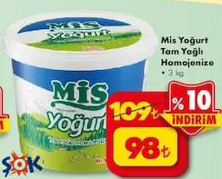 Mis Yoğurt Tam Yağlı Homojenize 3 kg Mis Yoğurt Tam Yağlı Homojenize 3 kg