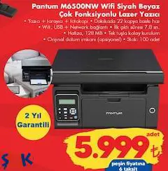 Pantum M6500NW Wifi Siyah Beyaz Çok Fonsiyonlu Lazer Yazıcı Pantum M6500NW Wifi Siyah Beyaz Çok Fonsiyonlu Lazer Yazıcı