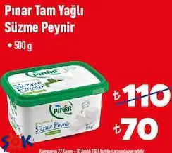 Pınar Tam Yağlı Süzme Peynir 500 g Pınar Tam Yağlı Süzme Peynir 500 g