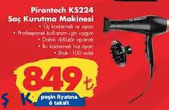 Pirantech KS224 Saç Kurutma Makinesi Pirantech KS224 Saç Kurutma Makinesi