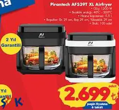 Pirantech AF539T XL Airfryer 1200 W Pirantech AF539T XL Airfryer 1200 W