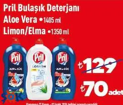 Pril Bulaşık Deterjanı Aloe Vera 1405 ml / Limon/Elma 1350 ml Pril Bulaşık Deterjanı Aloe Vera 1405 ml / Limon/Elma 1350 ml