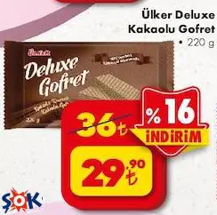 Ülker Deluxe Kakaolu Gofret 220 g Ülker Deluxe Kakaolu Gofret 220 g