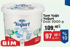 Dost Tam Yağlı Yoğurt 3000 g