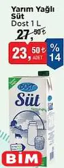 Dost Yarım Yağlı Süt 1 L