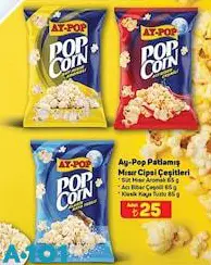 Ay-Pop Patlamış Mısır Cipsi Çeşitleri 65/85 g Ay-Pop Patlamış Mısır Cipsi Çeşitleri 65/85 g