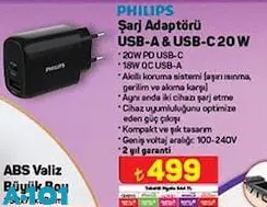 Philips Şarj Adaptörü USB-A & USB-C 20 W Philips Şarj Adaptörü USB-A & USB-C 20 W