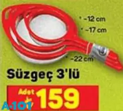 Süzgeç 3'lü 22/12/17 cm Süzgeç 3'lü 22/12/17 cm