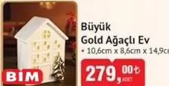Büyük Gold Ağaçlı Ev 10,6x8,6x14,9 cm Büyük Gold Ağaçlı Ev 10,6x8,6x14,9 cm