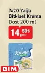 Dost %20 Yağlı Bitkisel Krema 200 ml Dost %20 Yağlı Bitkisel Krema 200 ml