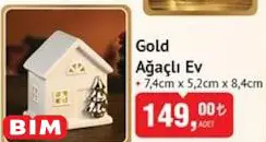 Gold Ağaçlı Ev 7,4 x5,2x8,4 cm Gold Ağaçlı Ev 7,4 x5,2x8,4 cm