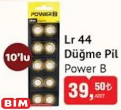 Power B Lr 44 Düğme Pil 10'lu Power B Lr 44 Düğme Pil 10'lu