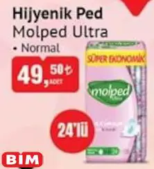 Molped Ultra Hijyenik Ped Normal 24'lü Molped Ultra Hijyenik Ped Normal 24'lü