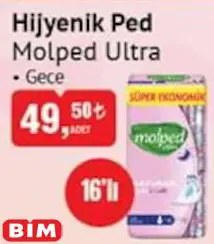 Molped Ultra Hijyenik Ped Gece 16'lı Molped Ultra Hijyenik Ped Gece 16'lı