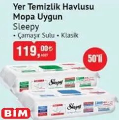 Sleepy Mopa Uygun Yer Temizlik Havlusu 50'li Sleepy Mopa Uygun Yer Temizlik Havlusu 50'li